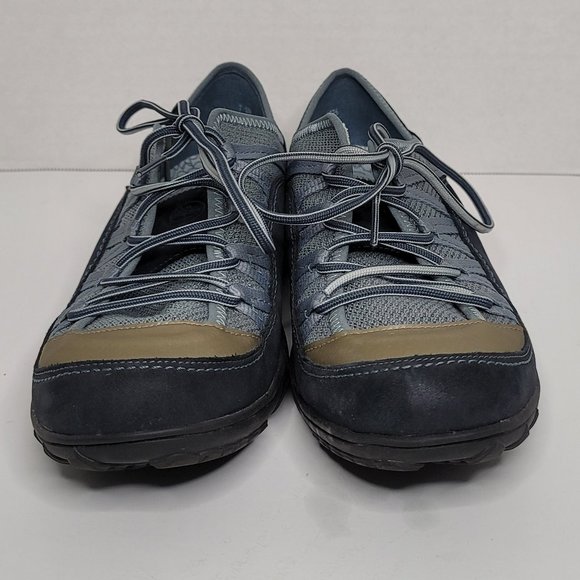 Timberland AntiFatigue Blue Gray Gold Leather and Suede-Like Sneaker - Picture 1 of 10